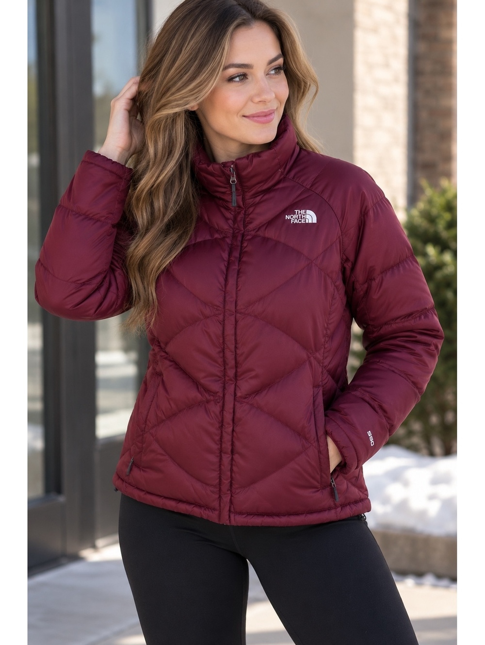 The North Face Women’s Burgundy Goose Down Puffer Jacket Quilted  Size Large L